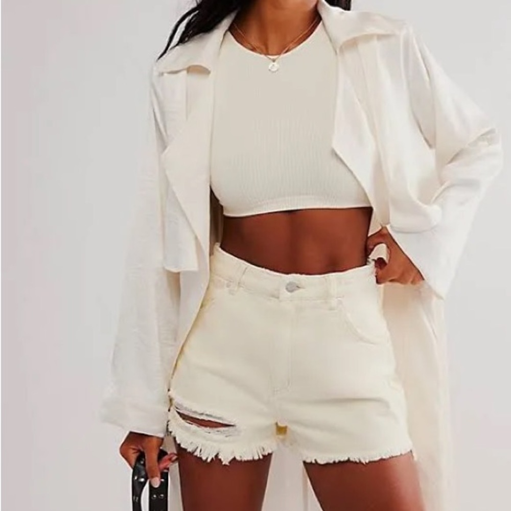 Rolla’s Original Cut Off High Waist Denim Jean Shorts White 25 - Picture 15 of 16